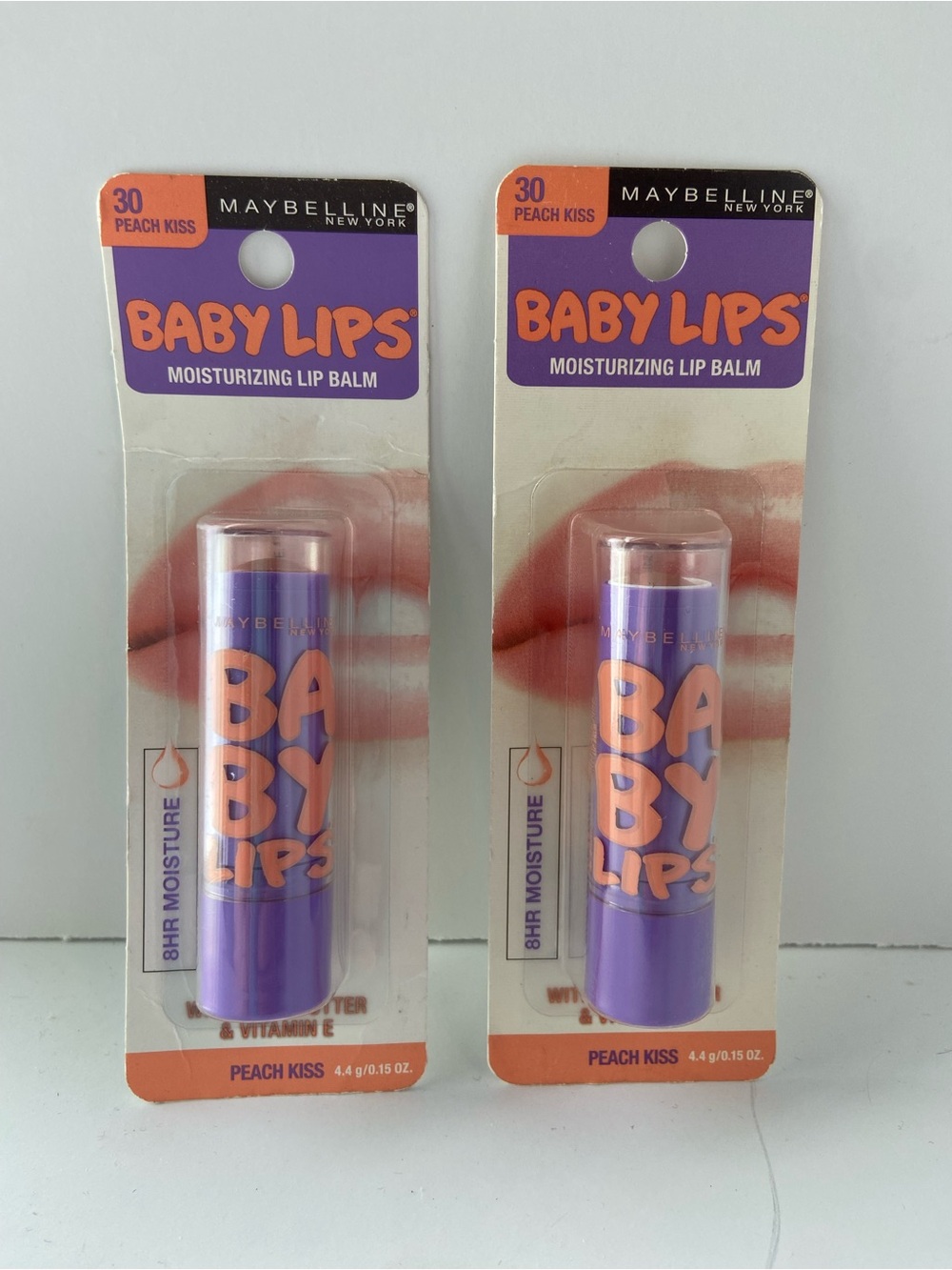 Lot of 2 New Maybelline Baby Lips Lip Balm #30 PEACH KISS